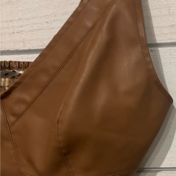 Zara Brown Faux Leather Crop Top in size small - Picture 5 of 6